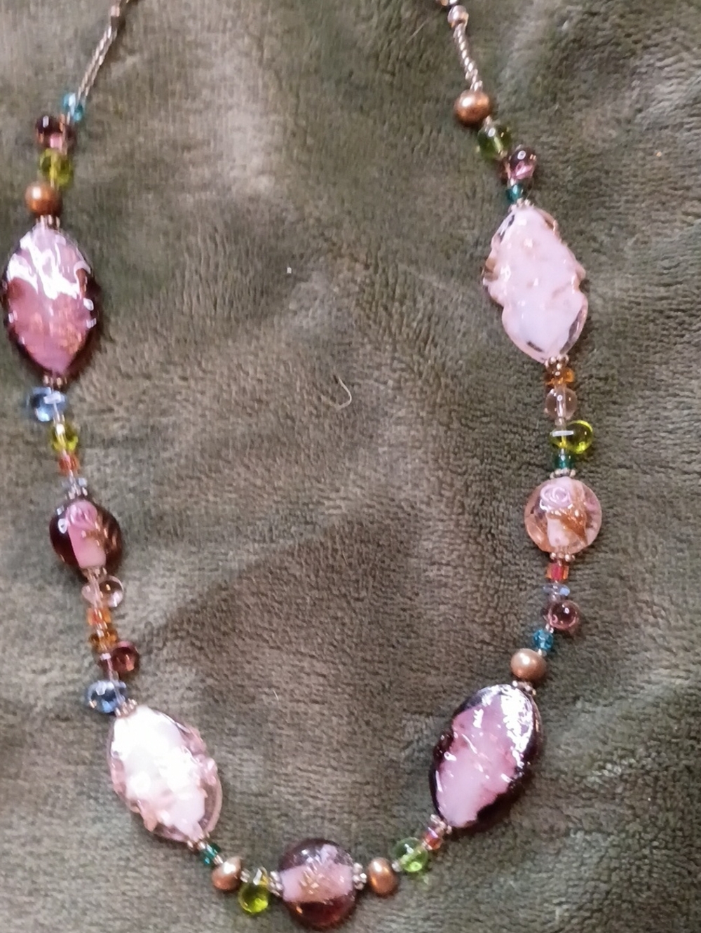 Premier Designs Lavender Rose Glass Beaded Necklace